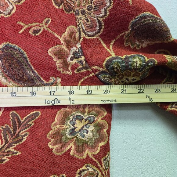 Coldwater Creek PM Floral Vintage Style Jacket Red Paisley Tapestry Button-Up - Picture 7 of 9